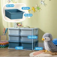 HOMCOM Kids Storage Unit, with Six Drawers - Blue(m-3)