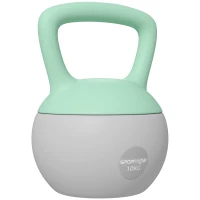 SPORTNOW Kettlebell 10 kg rempli de sable métallique Poignée antidérapante pour s'entraîner à la maison 21x21x30cm Vert et gris(m-7)
