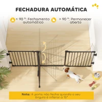 PawHut Barreira de Segurança para Cães Dobrável Barreira de Proteção para Lareira 202,5 cm com Porta para Escada Corredor Preto(m-5)