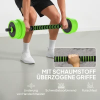 SPORTNOW 4 in 1 Hanteln Set 20 kg verstellbare Kurzhantel & Langhantel Kettlebell Liegestützgriffe Grün(m-6)
