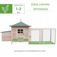 PawHut cuibar cu zona pentru alergat, lemn 196x76x97cm(m-4)