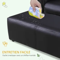 HOMCOM Canapé et Pouf Design Contemporain pour Enfants à partir de 3 Ans Noir(m-4)
