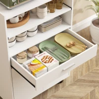 HOMCOM magnetronkast, rek, dubbeldeurskast, lade, wielen, wit(m-9)