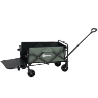 Outsunny Gartenwagen 90 kg belastbar, klappbar Transportwagen mit herausnehmbare Plane, Griff, Rädern 72 Liter Grün(m-1)