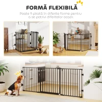 Pawhut Bariera Siguranta Pliabila – Neagra, Pentru Caini, inchidere Automata(m-8)