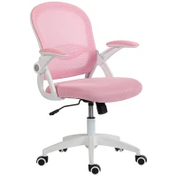 Vinsetto Ergonomischer und verstellbarer Bürostuhl mit Netzrücken und gepolstertem Sitz, 65.5x61.5x88-97.5 cm, Rosa(m-6)