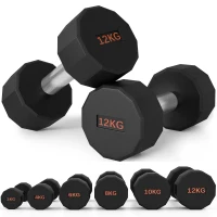 SPORTNOW Dumbbells Weights Set with 12-Sided Shape and Non-Slip Grip for Men Women Home Gym Workout, 2 x 12kg(m-10)