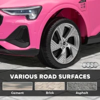 HOMCOM Carro Elétrico Audi E-Tron 12V com Faróis Buzina Música MP3 TF USB e Abertura da Porta 3-8km/h 108x60x47 cm Rosa(m-4)