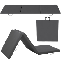HOMCOM Gymnastikmatte Yoga Pilates Fitness, dreiteilig klappbar mit Griffen, synthetischer Bezug 180 x 60 x 5cm grau