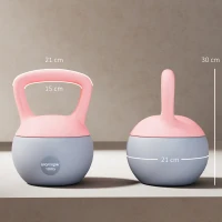 SPORTNOW Kettlebell 10 kg mit Metallsand-Füllung und rutschfestem Griff zum Trainieren zu Hause 21x21x30cm Altrosa und Grau(m-3)