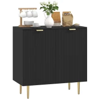 HOMCOM Credenza da cucina con 2 ante, ripiano regolabile e piedi metallici rialzati 80 x 40 x 80 cm Nero(m-7)
