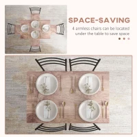 HOMCOM Set masa si Scaune 5 Piese care Economisesc Spatiu cu Masa de Bucatarie dreptunghiulara 110x70x75 cm si 4 Scaune Moderne 40x43x86 cm , din MDF si Otel, Maro si Negru(m-5)