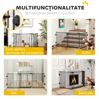 Pawhut Bariera Siguranta Pliabila – Neagra, Pentru Caini, inchidere Automata(m-9)