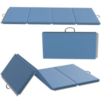 HOMCOM Gymnastik-, Yoga- und Pilates-Fitnessmatte, vierfach faltbar mit Griffen, Synthetikbezug, 240 x 120 x 5 cm, hellblau(m-6)