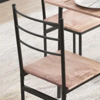 HOMCOM Set masa si Scaune 5 Piese care Economisesc Spatiu cu Masa de Bucatarie dreptunghiulara 110x70x75 cm si 4 Scaune Moderne 40x43x86 cm , din MDF si Otel, Maro si Negru(m-9)