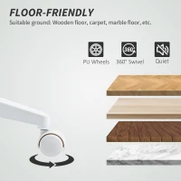 HOMCOM Silla de Oficina Ergonómica y Regulable con Respaldo Curvo, en Piel PU y Acero, 58x53x97-107 cm, Blanco(m-4)