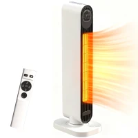 HOMCOM Termoventilador en ABS de 2000W con mando a distancia, oscilación y temporizador, 30x22x82.5 cm, Blanco(m-6)