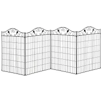 Outsunny Garden Decorative Fence - 4 Panels, 44in x 12ft, Metal Wire Landscape Border Edging(m-1)