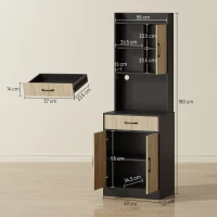 HOMCOM Mobile cucina con piano di lavoro, foro passacavi e 3 ripiani, Legno e Nero(m-3)