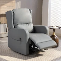 HOMCOM Massagestoel met rugleuningfunctie, kunstleer, elektrisch verstelbaar, voetsteun, zijvak, stalen frame, grijs(m-10)