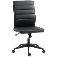 HOMCOM Ergonomischer und verstellbarer Bürostuhl mit geschwungenem Rücken, aus PU-Leder und Stahl, 58x53x97-107 cm, Schwarz(m-1)