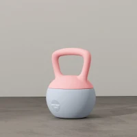 SPORTNOW Kettlebell 10 kg mit Metallsand-Füllung und rutschfestem Griff zum Trainieren zu Hause 21x21x30cm Altrosa und Grau(m-5)