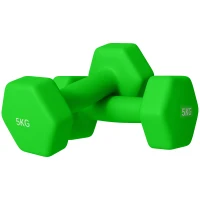 SPORTNOW 2 x 5kg Hexagonal Dumbbells Weights Set with Non-Slip Grip for Home Gym Workout, Green(m-1)