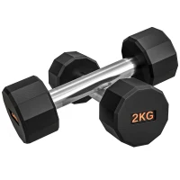SPORTNOW Dumbbells Weights Set with 12-Sided Shape and Non-Slip Grip for Men Women Home Gym Workout, 2 x 2kg(m-1)