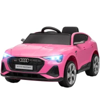 HOMCOM Carro Elétrico Audi E-Tron 12V com Faróis Buzina Música MP3 TF USB e Abertura da Porta 3-8km/h 108x60x47 cm Rosa(m-1)