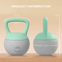 SPORTNOW 10KG Kettlebell, Soft Kettle Bell with Non-Slip Handle for Home Gym Weight Lifting and Strength Training(m-3)