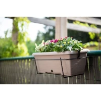 Kit jardiniere avec support en métal et plateau intégré - GARDEN ID Teramo - Taupe 50 cm - Effet de pierre - Recyclé/recyclable(m-5)