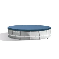 Kit Piscine hors sol tubulaire INTEX - Pris Frame - 457 x 107 cm - Ronde (Pompe, bâche, tapis de sol et échelle) - 26724NP(m-4)