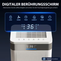 HOMCOM Osuszacz powietrza, zbiornik 4,5 litra, 24-godzinny timer, wyświetlacz LED, tworzywo sztuczne, biały(m-7)