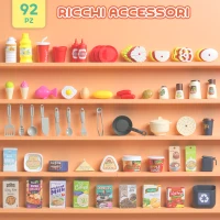 AIYAPLAY Cucina Giocattolo per Bambini 3-6 Anni con 92 Accessori, in PP, PE e ABS, 44.5x24x79 cm, Verde(m-7)