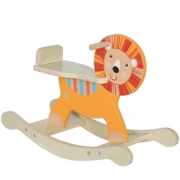 AIYAPLAY Caballo mecedor con diseño de león, capacidad 25 kg, 2-5 años, madera, naranja(m-7)