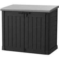 Coffre de rangement extérieur KETER en résine 1200 litres Noir et gris - Range Poubelles ou vélo(m-1)