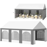 Outsunny 6 x 4m Galvanised Party Tent, Marquee Gazebo with Sides, Six Windows and Double Doors, for Parties, Wedding and Events(m-10)