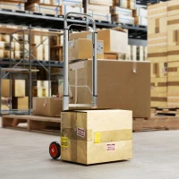 HOMCOM Carrello a Mano Pieghevole in Alluminio, Portata 90 kg con Ruote, Manico Telescopico Regolabile 40x41x108 cm Argento e Nero(m-2)