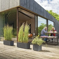 DEROMA Jardiniere Muret Millennium R - 59x25 x H25 cm - Anthracite - A réserve d'eau(m-2)