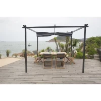Pergola KIBA avec toit déroulant - Gris - 3 x 3 m(m-1)