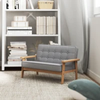 AIYAPLAY 2-Seater Kids Sofa Plush Children's Armchair Wood Frame for Ages 3+ Gray(m-4)