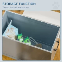 PawHut Comedouro Elevado para Cães com 2 Tigelas de Aço Inoxidável e Espaço de Armazenamento Oculto 60x30x41 cm Cinzento(m-8)