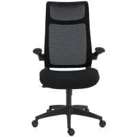HOMCOM Office chair, office armchair, 3D lift-up armrests, adjustable height, mesh back, 64x65x108-118cm, black(m-6)