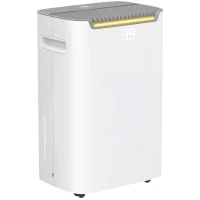 HOMCOM Deshumidificador 20L/día Depósito de Agua 2,5L Temporizador 24 H Pantalla Digital de Humedad para Dormitorio 25㎡ Blanco(m-1)