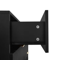 Elegant Sideboard with 6 Drawers, Gold Handles, Wave-Like Texture, Chest of Drawers for Living Room, 120L x 40W x 77H cm, Black+Gold(m-6)