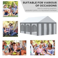 Outsunny 6 x 4m Galvanised Party Tent, Marquee Gazebo with Sides, Six Windows and Double Doors, for Parties, Wedding and Events(m-4)