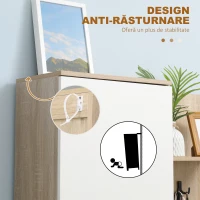 Homcom Organizator Intrare cu Oglindă, Montaj Fără Găuri și Sistem Anti-Înclinare, Design Robust, 145 x 29 x 184 cm(m-7)