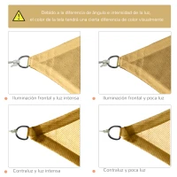 Outsunny Toldo Vela Cuadrado 3x3 m Vela de Sombra para Jardín Patio Terraza HDPE Anti UV y Transpirable Color Arena(m-6)