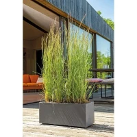 DEROMA Jardiniere Muret Millennium R - 59x25 x H25 cm - Anthracite - A réserve d'eau(m-3)