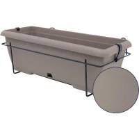 Kit jardiniere avec support en métal et plateau intégré - GARDEN ID Teramo - Taupe 50 cm - Effet de pierre - Recyclé/recyclable(m-2)